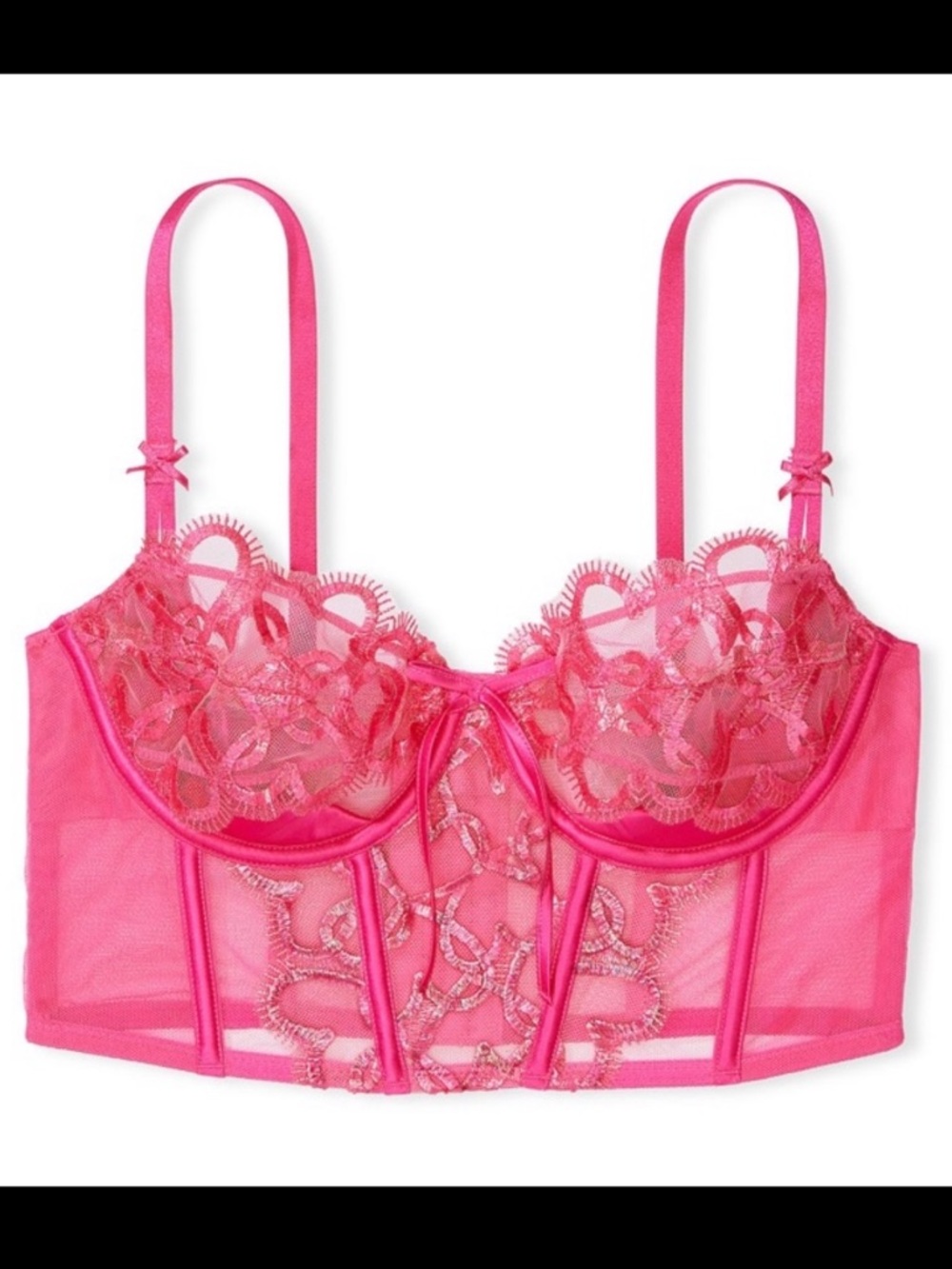 Victoria’s Secret Heart Embroidery Corset Top XL | NWT | Hot Pink
